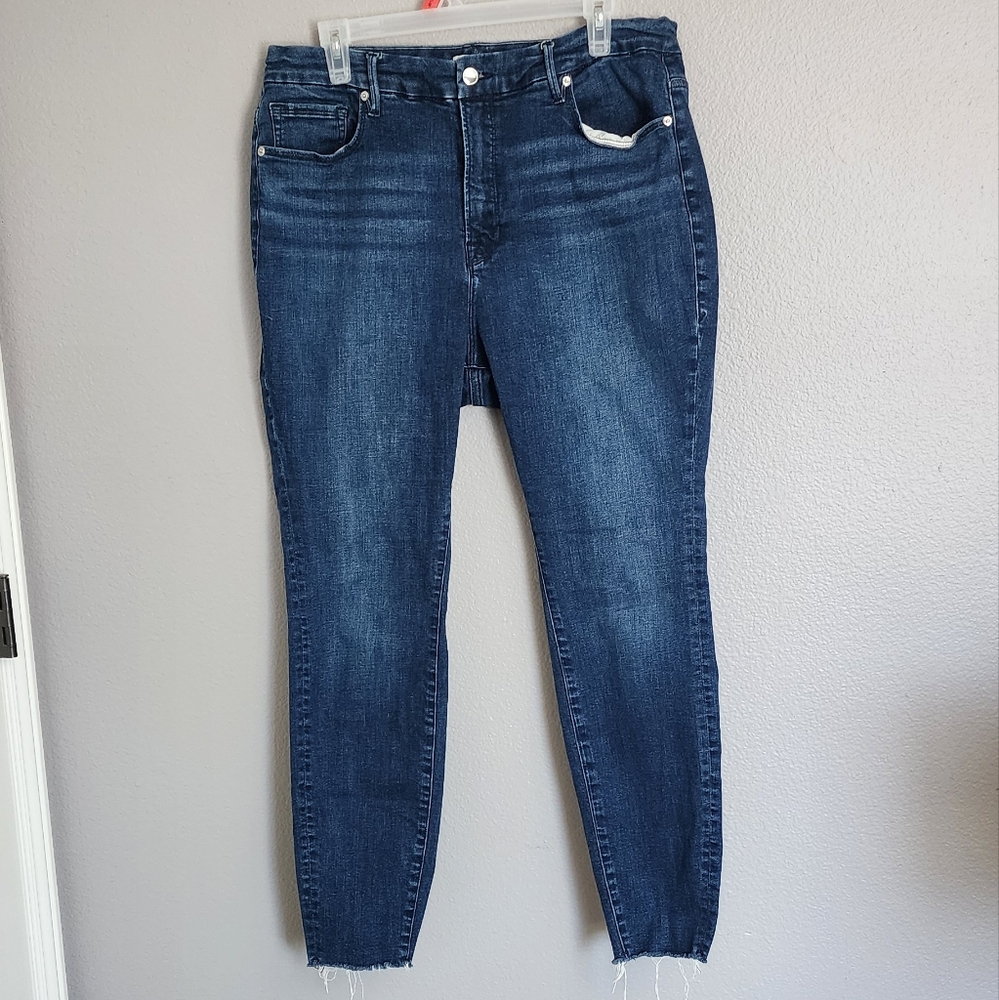Good American  High Waist Raw Hem Jeans/ Size 16